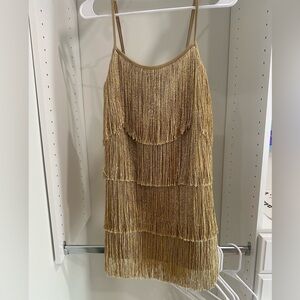 Show Me Your Mumu Gold Fringe Buchanan Dress Size XS